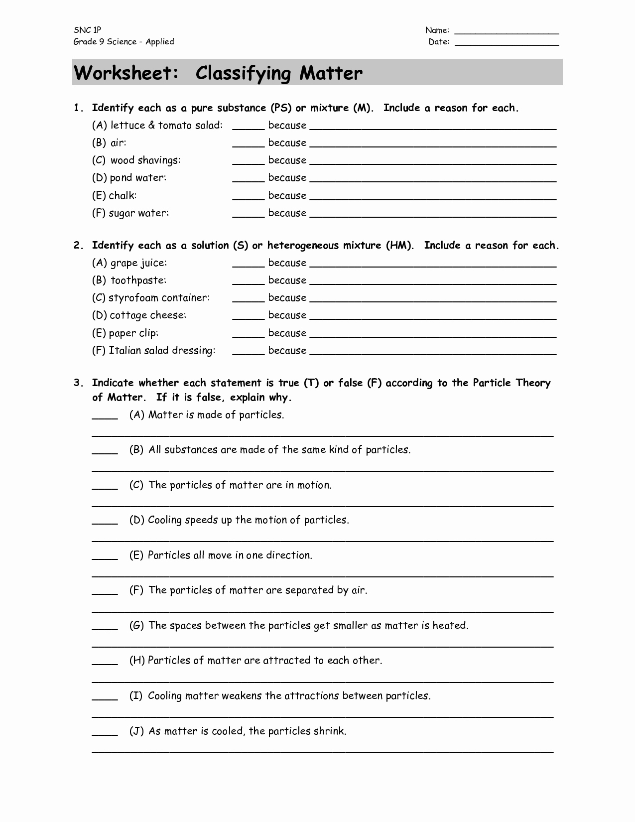 States Of Matter Worksheet Chemistry Awesome 14 Best Of Classification Matter Worksheet