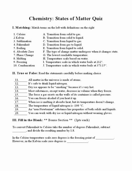 States Of Matter Worksheet Chemistry Awesome States Of Matter Lesson Plans &amp; Worksheets
