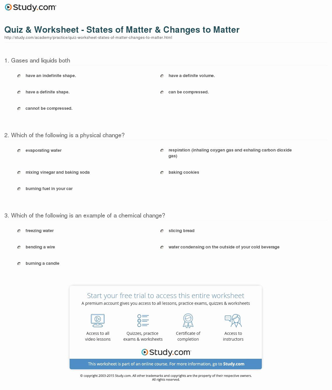 States Of Matter Worksheet Chemistry Beautiful Chapter 2 Matter and Change Worksheet Answers