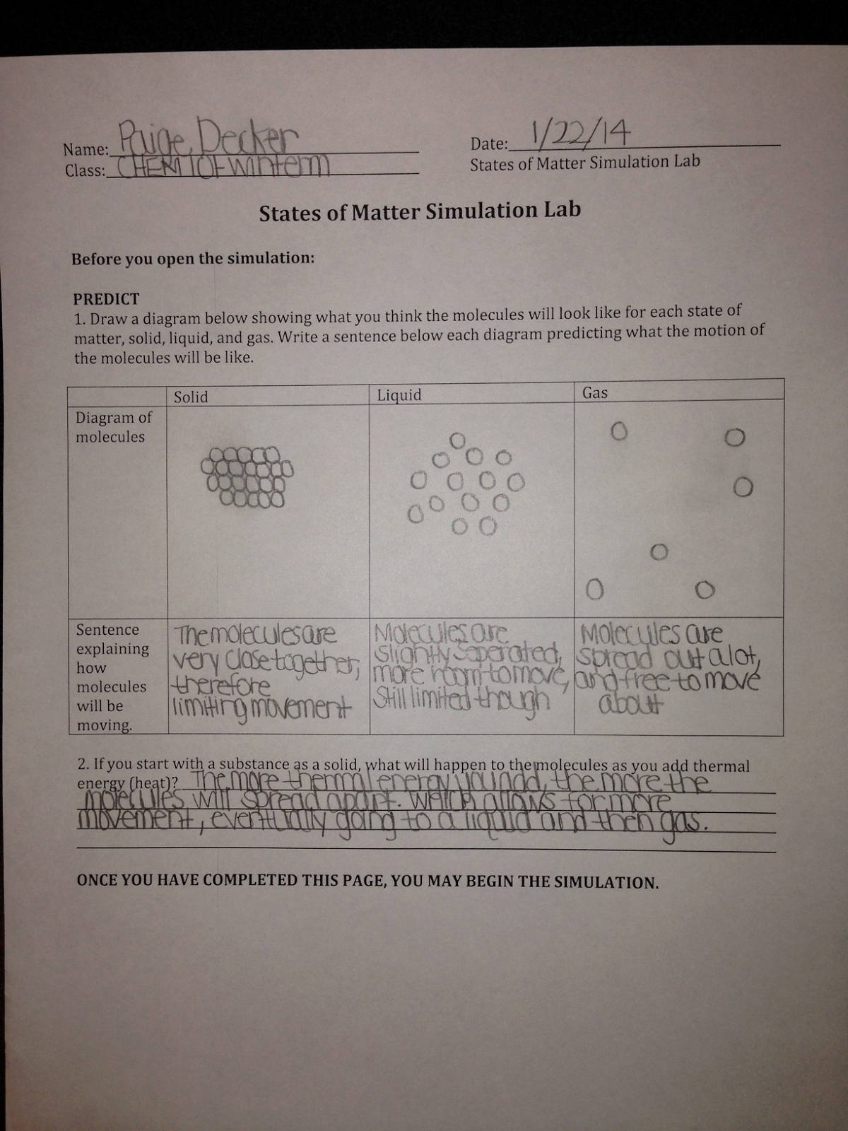 States Of Matter Worksheet Chemistry Fresh Energy forms and Changes Simulation Worksheet Answers