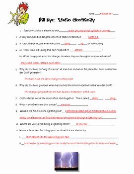 Static Electricity Worksheet Answers Best Of Static Electricity Bill Nye Video Worksheet by Creative