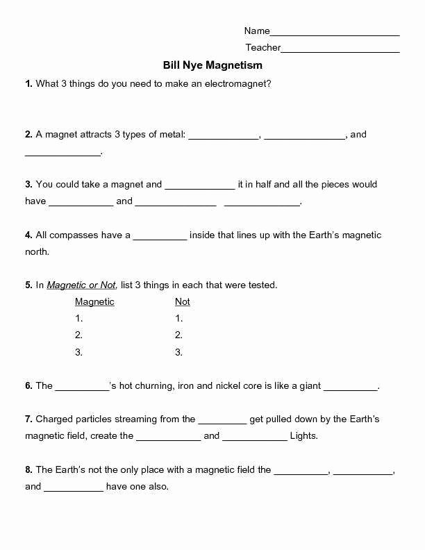 Static Electricity Worksheet Answers Luxury Bill Nye Electricity Worksheet