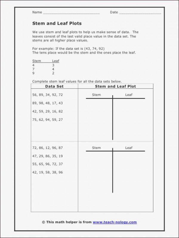 50 Stem And Leaf Plot Worksheet Chessmuseum Template Library