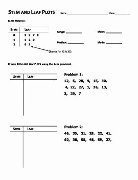 Stem and Leaf Plot Worksheet Lovely Stem and Leaf Plots Worksheet by Mrs Ungaro