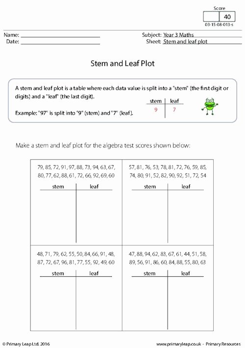 Stem and Leaf Plots Worksheet Awesome Stem and Leaf Plot Diagram 1