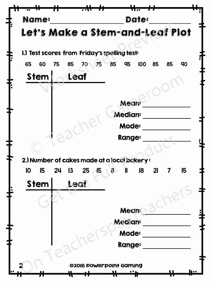 Stem and Leaf Plots Worksheet Beautiful Making A Stem and Leaf Plot with Mean Mode Median Range