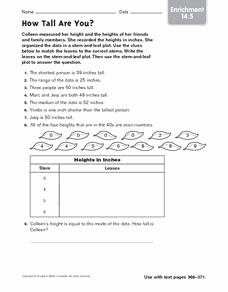 Stem and Leaf Plots Worksheet Best Of How Tall are You Stem and Leaf Plot Worksheet for 3rd