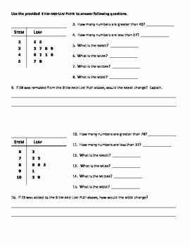 Stem and Leaf Plots Worksheet Best Of Stem and Leaf Plots Worksheet by Mrs Ungaro