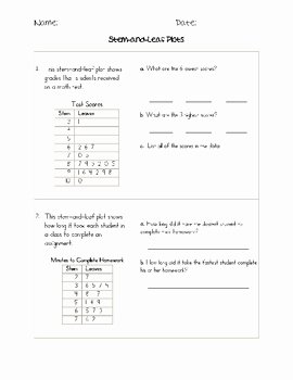Stem and Leaf Plots Worksheet Luxury Stem and Leaf Practice Worksheet by ashley Koss