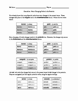 Stem Changing Verbs Worksheet Answers Awesome Spanish Preterite Bundle Stem Changing Verbs by Jannel
