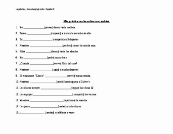Stem Changing Verbs Worksheet Answers Best Of Stem Changing Verb Practice and Conversation In Present
