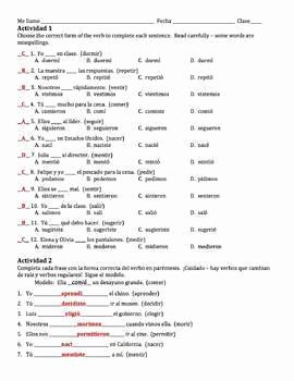Stem Changing Verbs Worksheet Answers Fresh Spanish Preterite Ir Stem Changing Verbs Writing