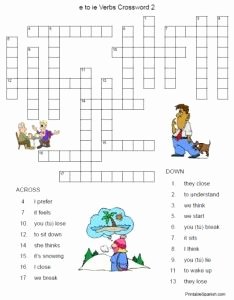 Stem Changing Verbs Worksheet Fresh Free Spanish Printable Crossword Puzzle Worksheet E to Ie