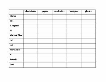 Stem Changing Verbs Worksheet New Stem Changing Verbs In Italian Chart Worksheet by Jer