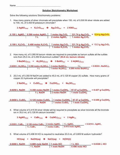 Stoichiometry Problems Worksheet Answers Beautiful solution Stoichiometry Worksheet
