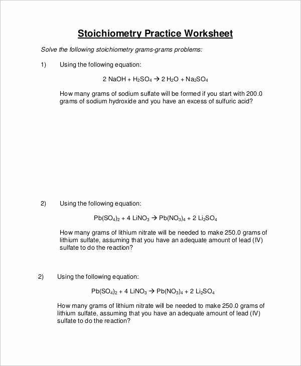 Stoichiometry Problems Worksheet Answers Elegant Stoichiometry Problems Worksheet