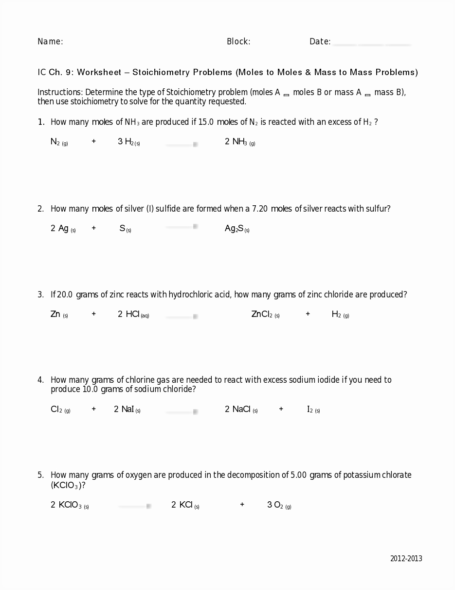 Stoichiometry Problems Worksheet Answers Fresh Worksheets Mole to Mole Stoichiometry Worksheet Answers