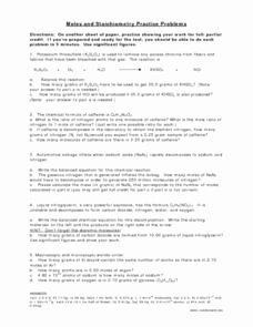 Stoichiometry Problems Worksheet Answers Luxury Moles and Stoichiometry Practice Problems Worksheet for