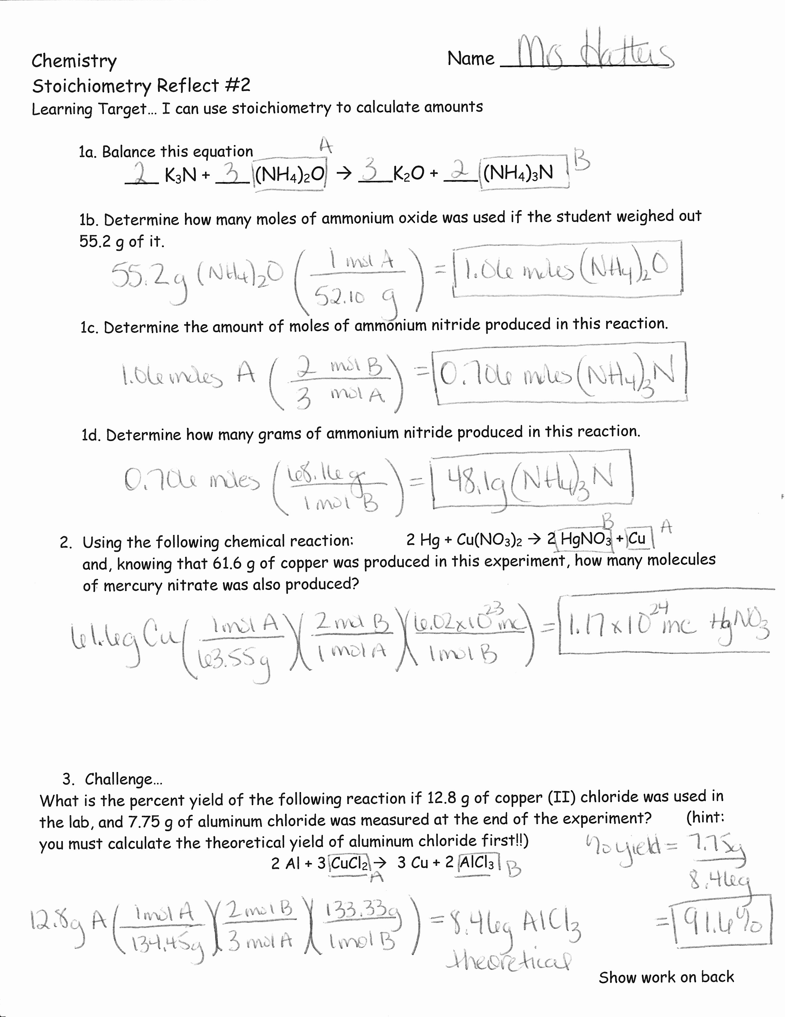 Stoichiometry Worksheet Answer Key Awesome Announcements Stoichiometry Test Review Answer Keys