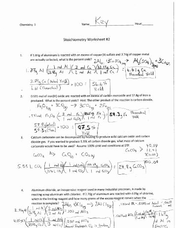 Stoichiometry Worksheet Answer Key Elegant Chm 130 Stoichiometry Worksheet