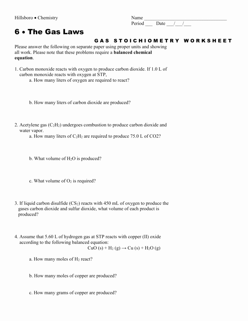 Stoichiometry Worksheet Answer Key Inspirational Gas Stoichiometry Worksheet