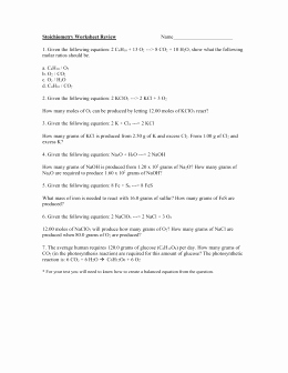 Stoichiometry Worksheet Answer Key Unique Stoichiometry Worksheet 1 Answers