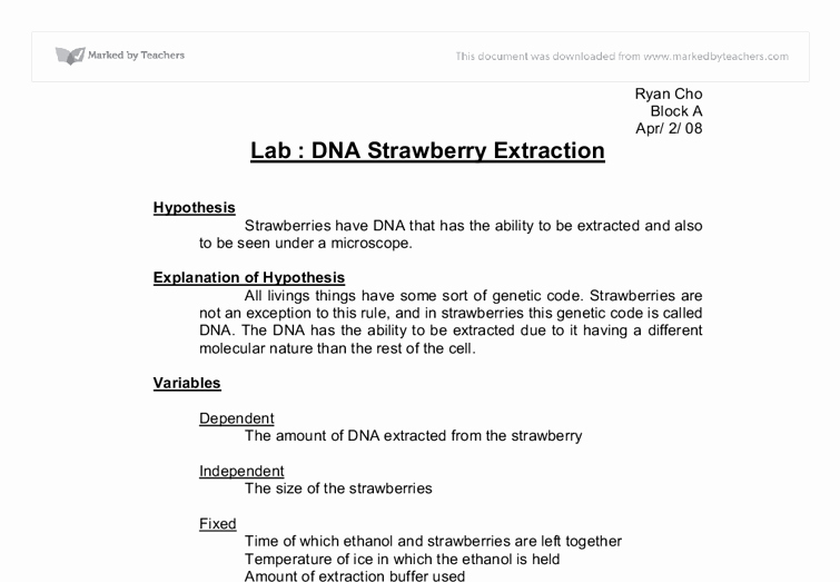 Strawberry Dna Extraction Lab Worksheet Lovely 15 Best Of Dna Extraction Worksheet Dna