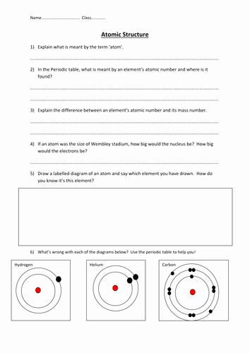 Structure Of the atom Worksheet Unique atomic Structure Worksheet by Edp10ch Teaching Resources