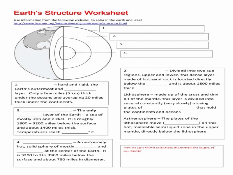 Structure Of the Earth Worksheet Luxury Layers the Earth Worksheet Free Printable Worksheets