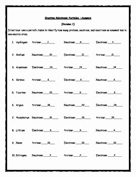 Subatomic Particle Worksheet Answers Awesome Counting Subatomic Particles Worksheets by John Stanley