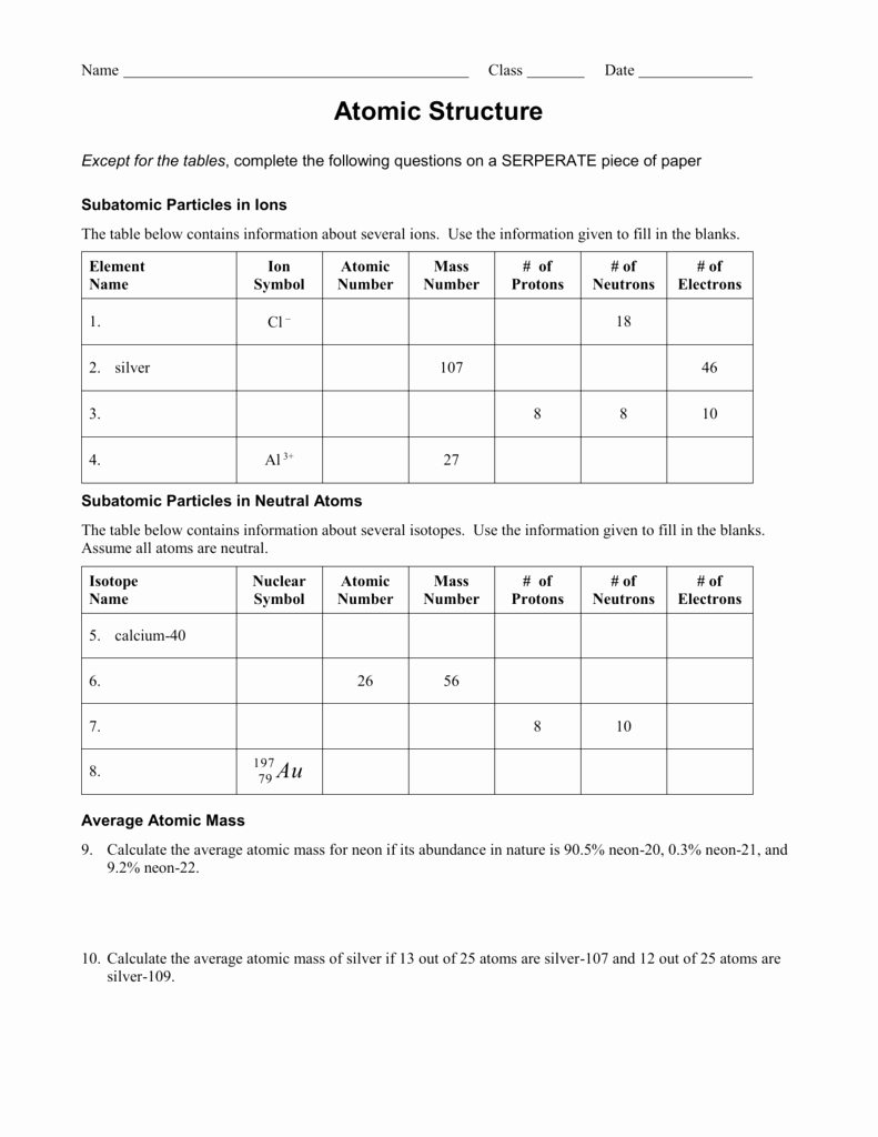 Subatomic Particle Worksheet Answers Best Of Worksheet Review Of atomic Structure and isotopic Abundance