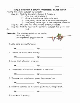 Subject and Predicate Worksheet Awesome Simple Subject &amp; Predicate by A G