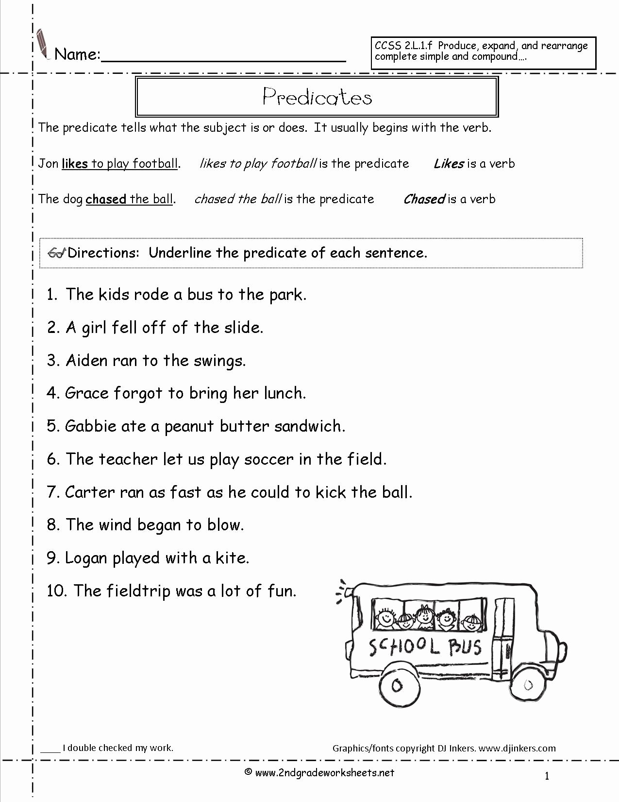 Subject and Predicate Worksheet Best Of Subject and Predicate Sentences Worksheets for 3rd