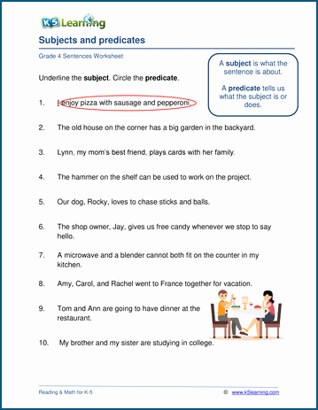 Subject and Predicate Worksheet Lovely Subjects and Predicates Worksheets