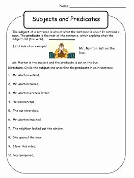 Subject Predicate Worksheet Pdf Awesome Subject and Predicate Worksheet Mr Morton by Kelly
