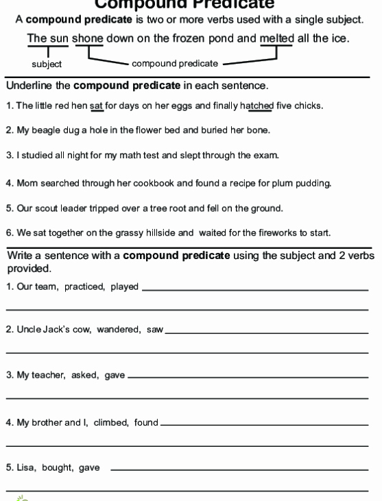 Subject Predicate Worksheet Pdf Best Of Subject Predicate Worksheet 4th Grade Pdf Subject and