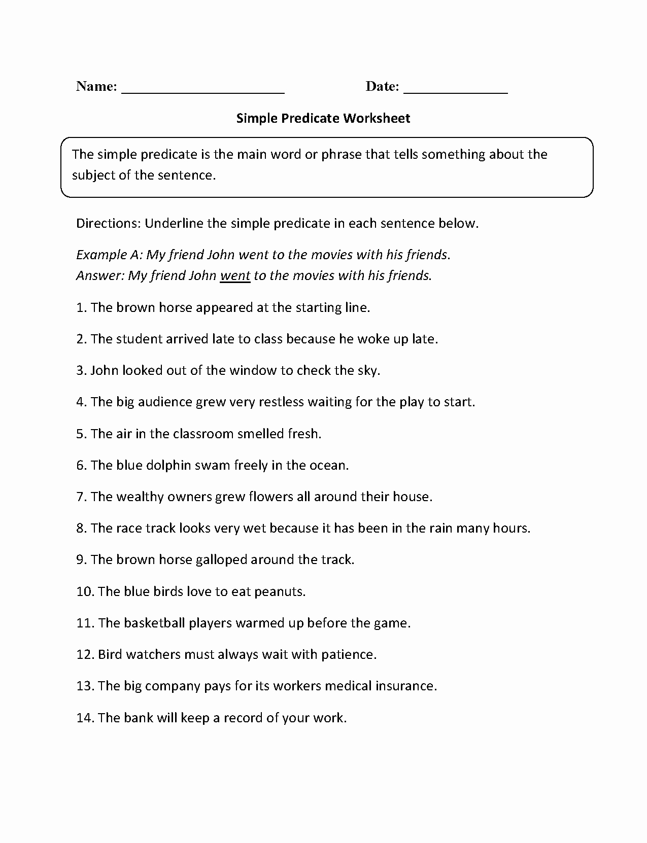 Predicate Adjective Worksheet Printable Word Searches