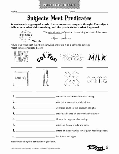 Subject Predicate Worksheet Pdf Lovely Subjects Meet Predicates Worksheets &amp; Printables
