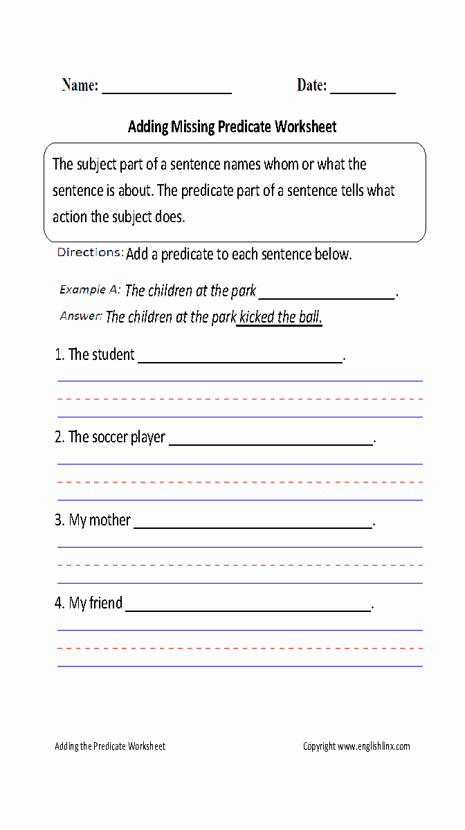 Subject Predicate Worksheet Pdf Luxury Parts Of A Sentence Worksheets