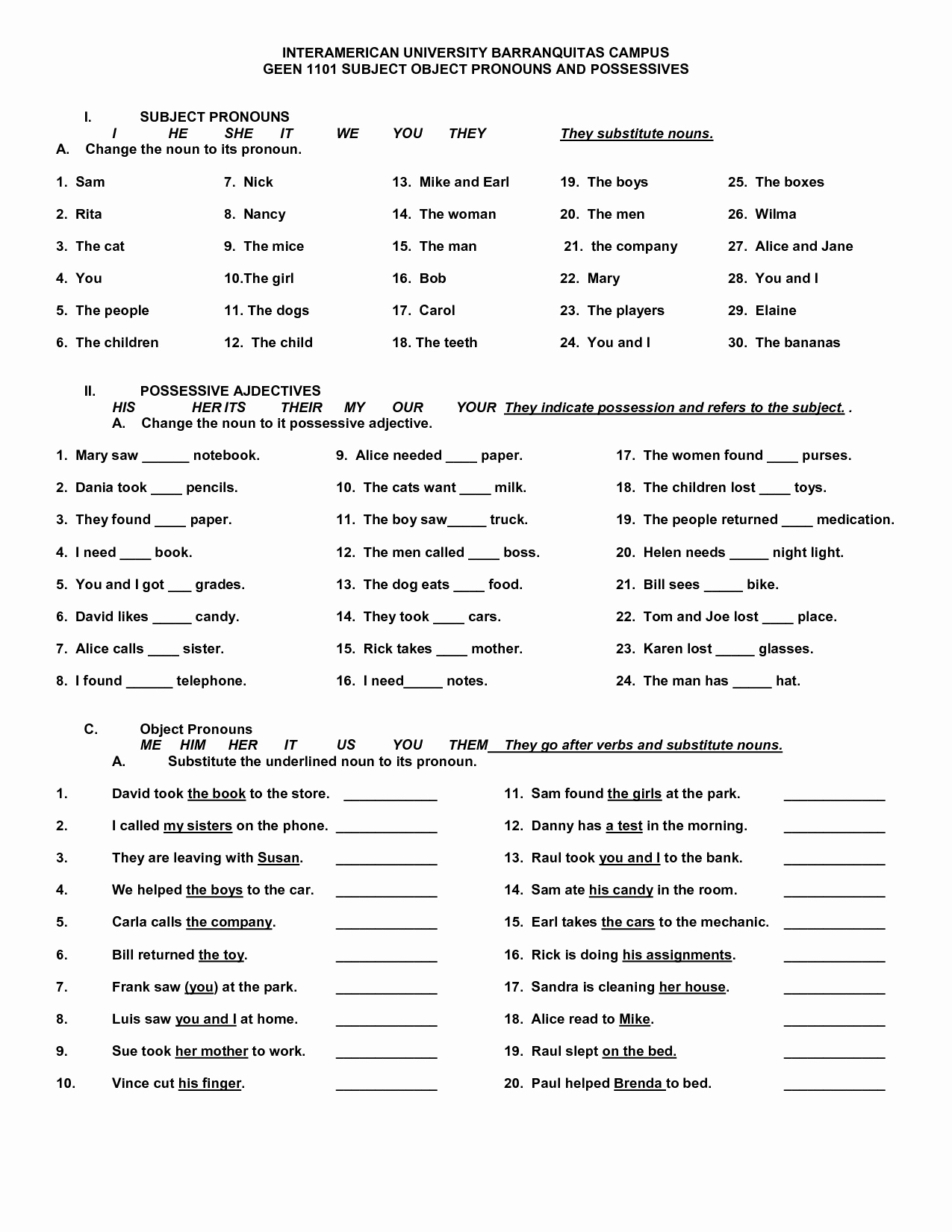 Subject Pronouns In Spanish Worksheet Beautiful 13 Best Of Noun Worksheet Spanish Words Abstract