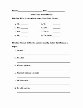 Subject Pronouns In Spanish Worksheet New Spanish Indirect Object Pronouns Worksheets Practice Set