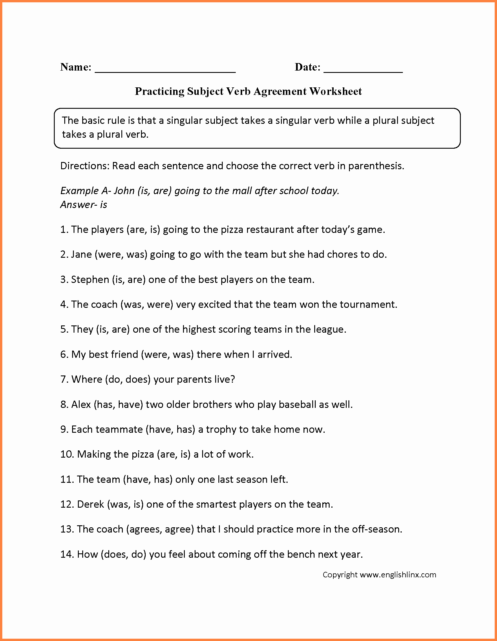 Subject Verb Agreement Worksheet Awesome 8 Pound Subject Verb Agreement Worksheet