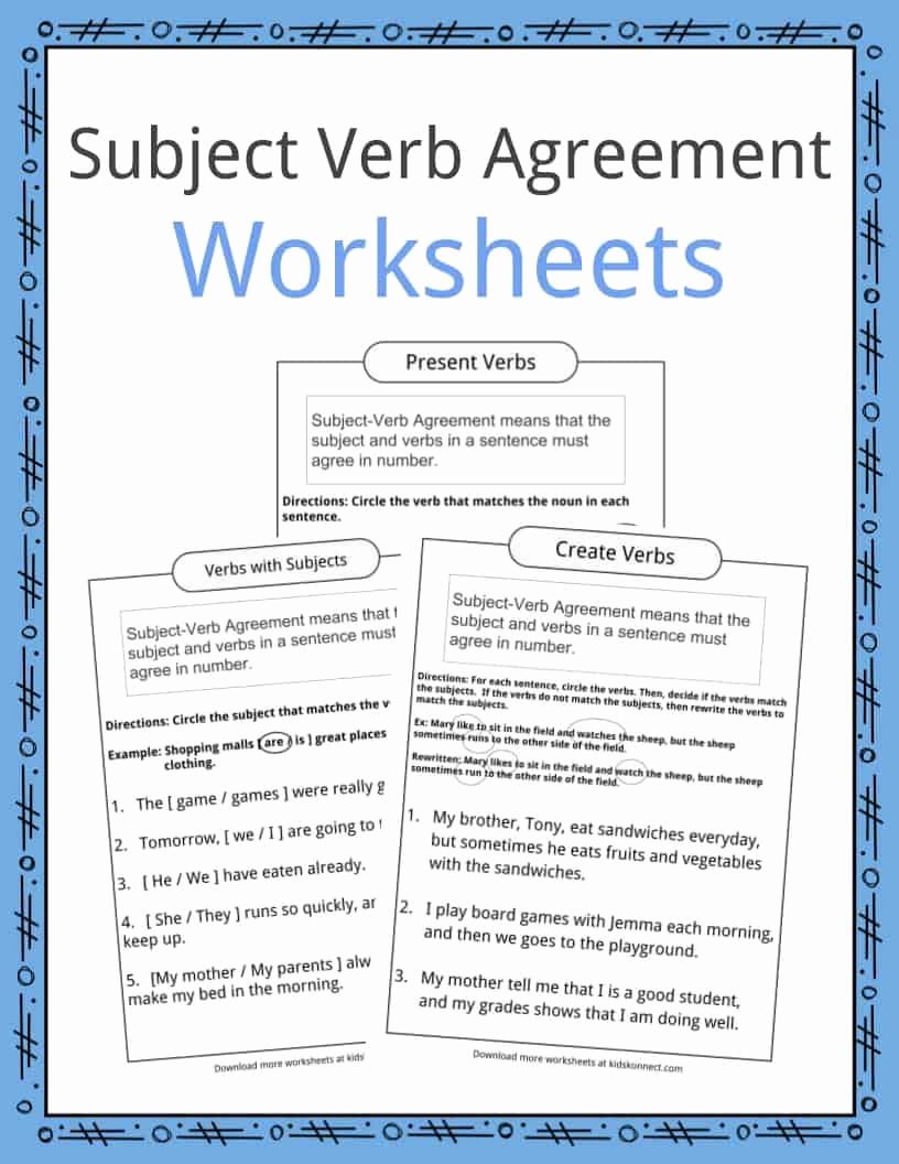 Subject Verb Agreement Worksheet Awesome Subject Verb Agreement Worksheets