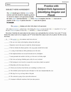 Subject Verb Agreement Worksheet Inspirational Subject Verb Agreement Writing Practice Worksheets by Your