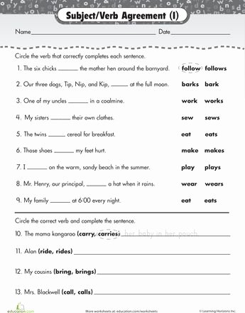 Subject Verb Agreement Worksheet Lovely Great Grammar Subject Verb Agreement