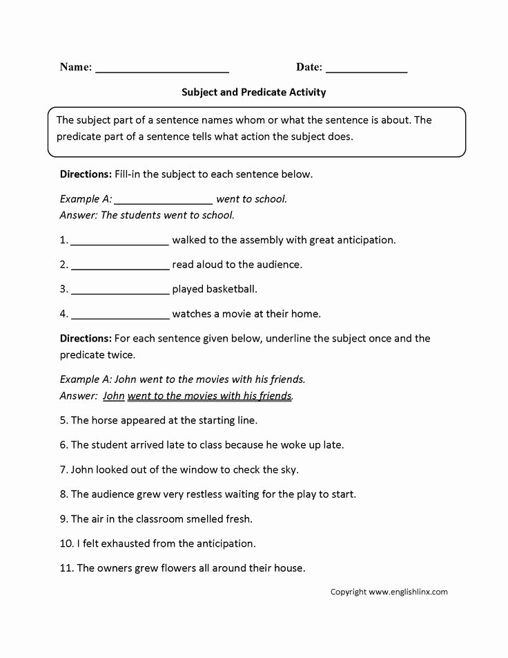 Subjects and Predicates Worksheet New 118 Best Classroom Worksheets Images On Pinterest