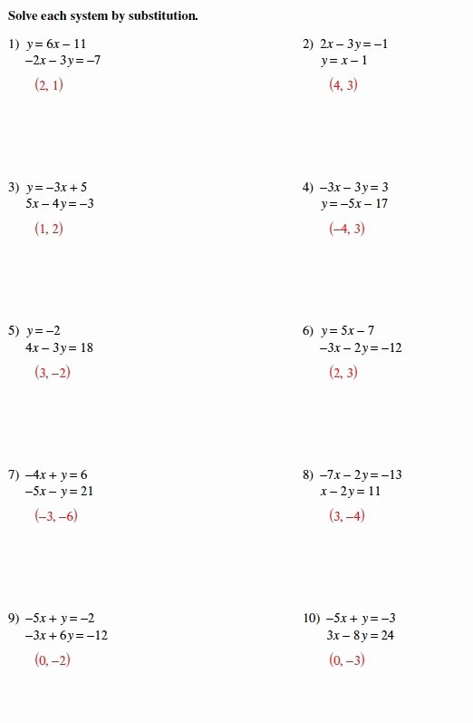 50 Substitution Method Worksheet Answer Key Chessmuseum Template Library