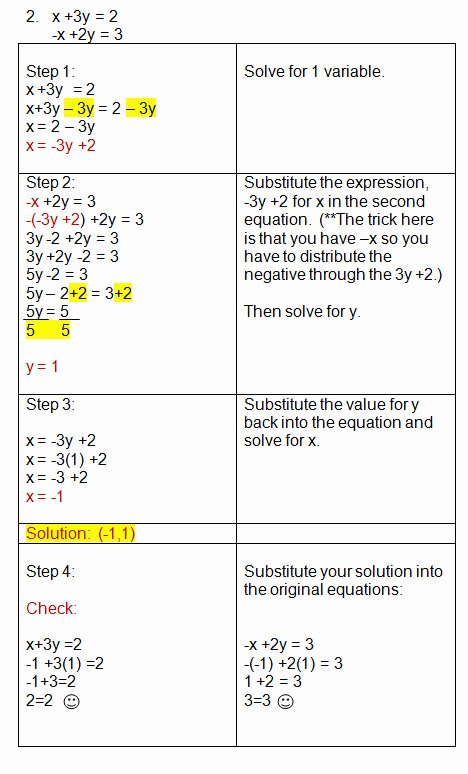 Substitution Method Worksheet Answers Beautiful Systems Equations Substitution Method Worksheet Answer