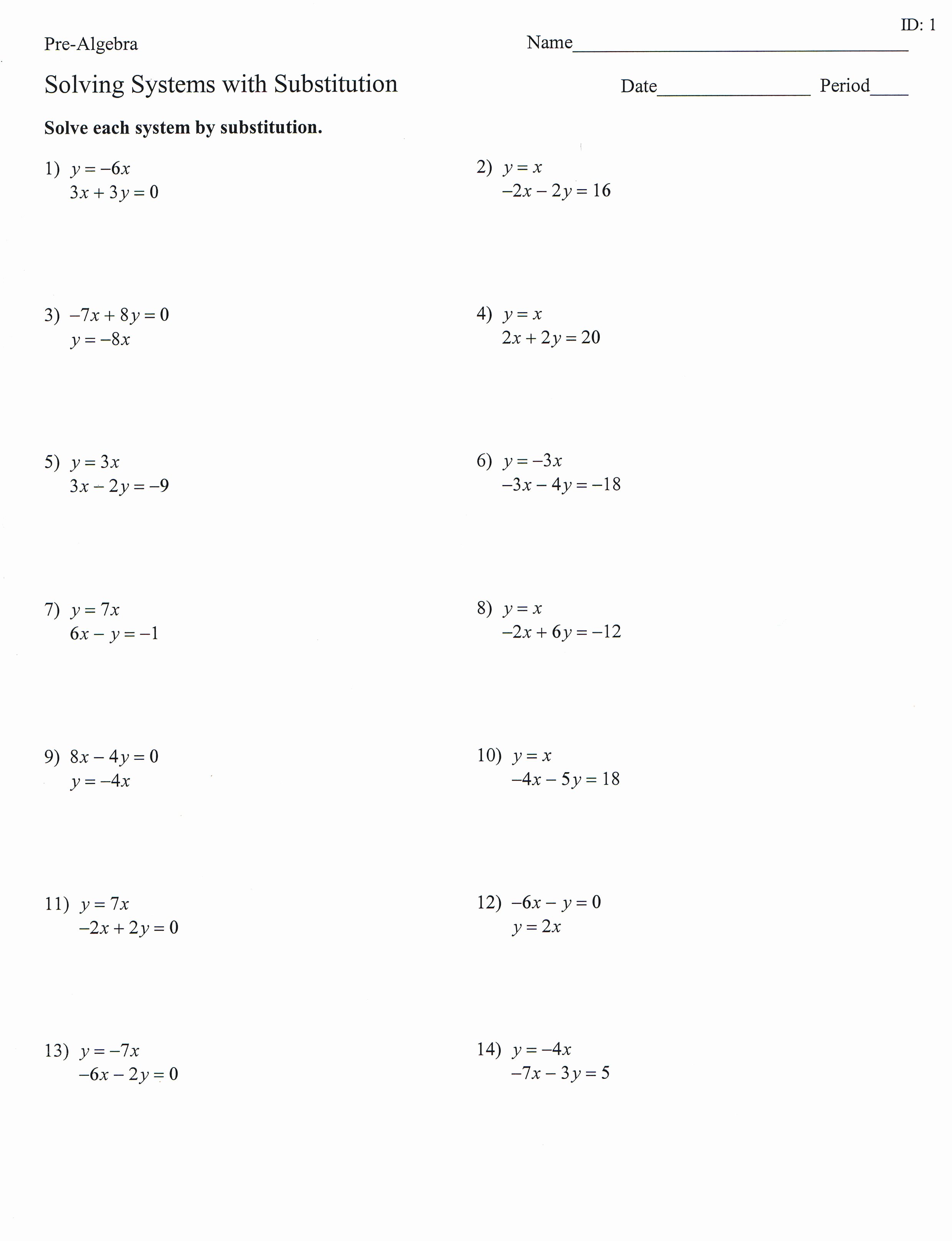 Solving Systems Of Equations Practice Worksheet