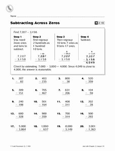 Subtracting Across Zero Worksheet Luxury Subtracting Across Zeros Worksheet for 4th 5th Grade